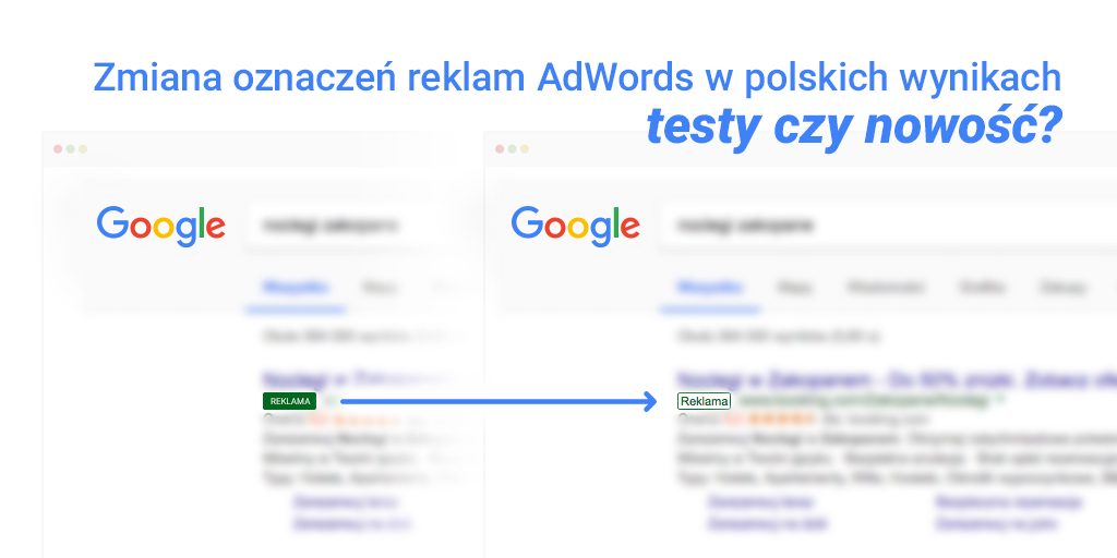 Zmiana oznaczeń reklam AdWords w polskich wynikach – testy czy nowość?